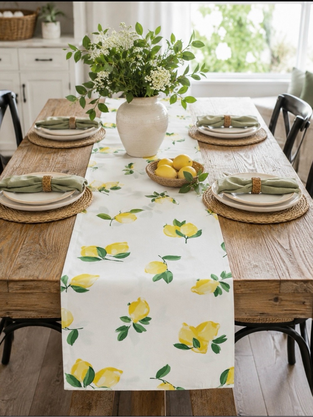 NWT kate spade Make Lemonade table runner with yellow lemons and green leaves